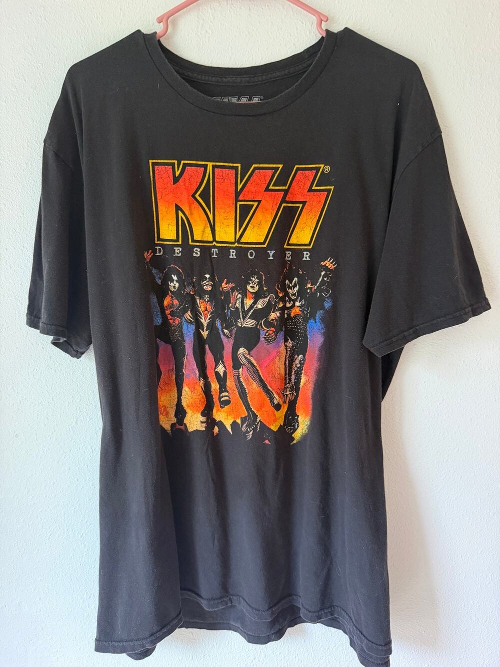 Kiss Destroyer Rock Band Graphic Print Black T-Shirt Size XL 80s Rock 90s Rock
